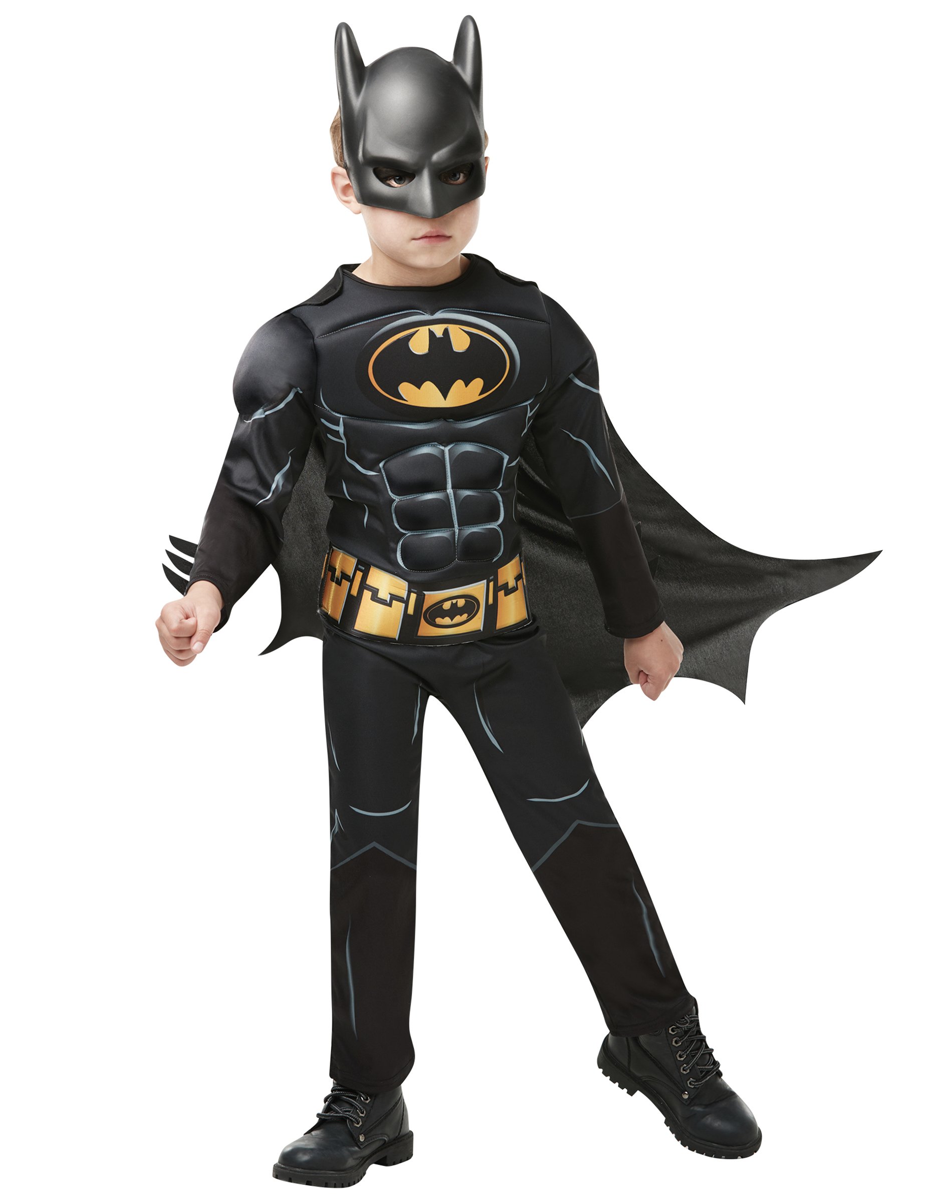 Batman-Kostüm für Jungen mit Maske Deluxe Faschingskostüm schwarz-gelb