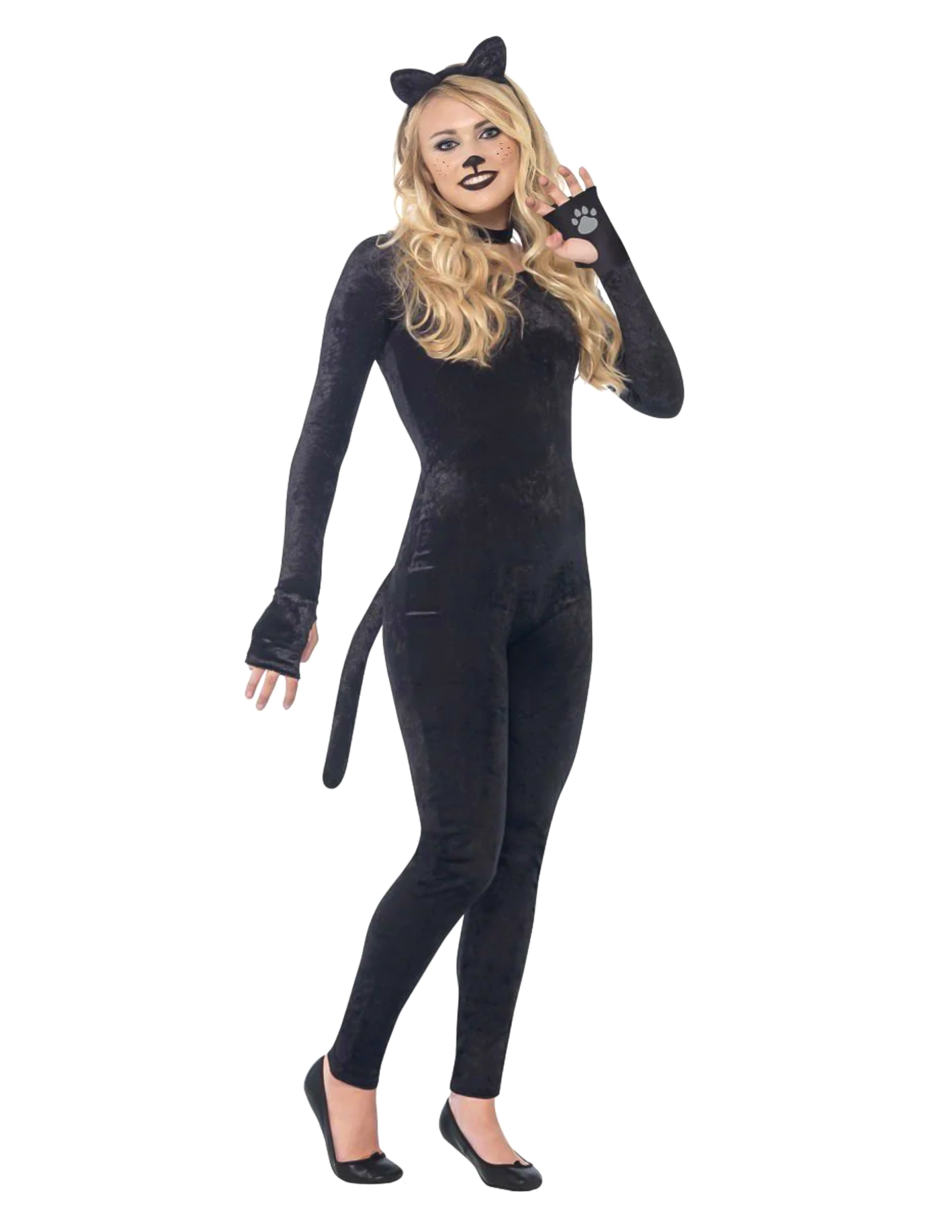 Cooler Katzen-Catsuit Tierkostüm schwarz-pink