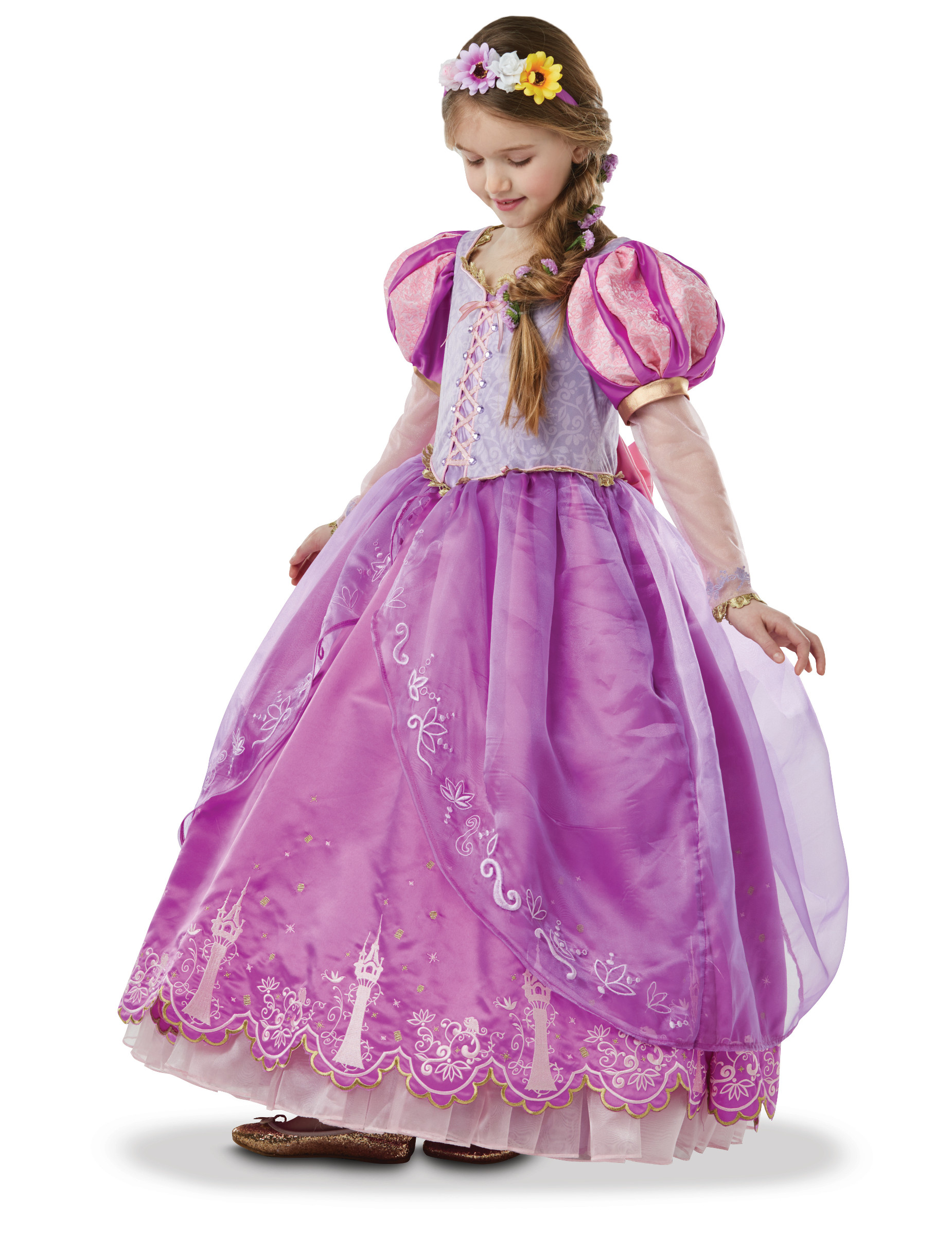 Hochwertiges Prinzessin Rapunzel Lizenzkostüm für Mädchen rosa-violett