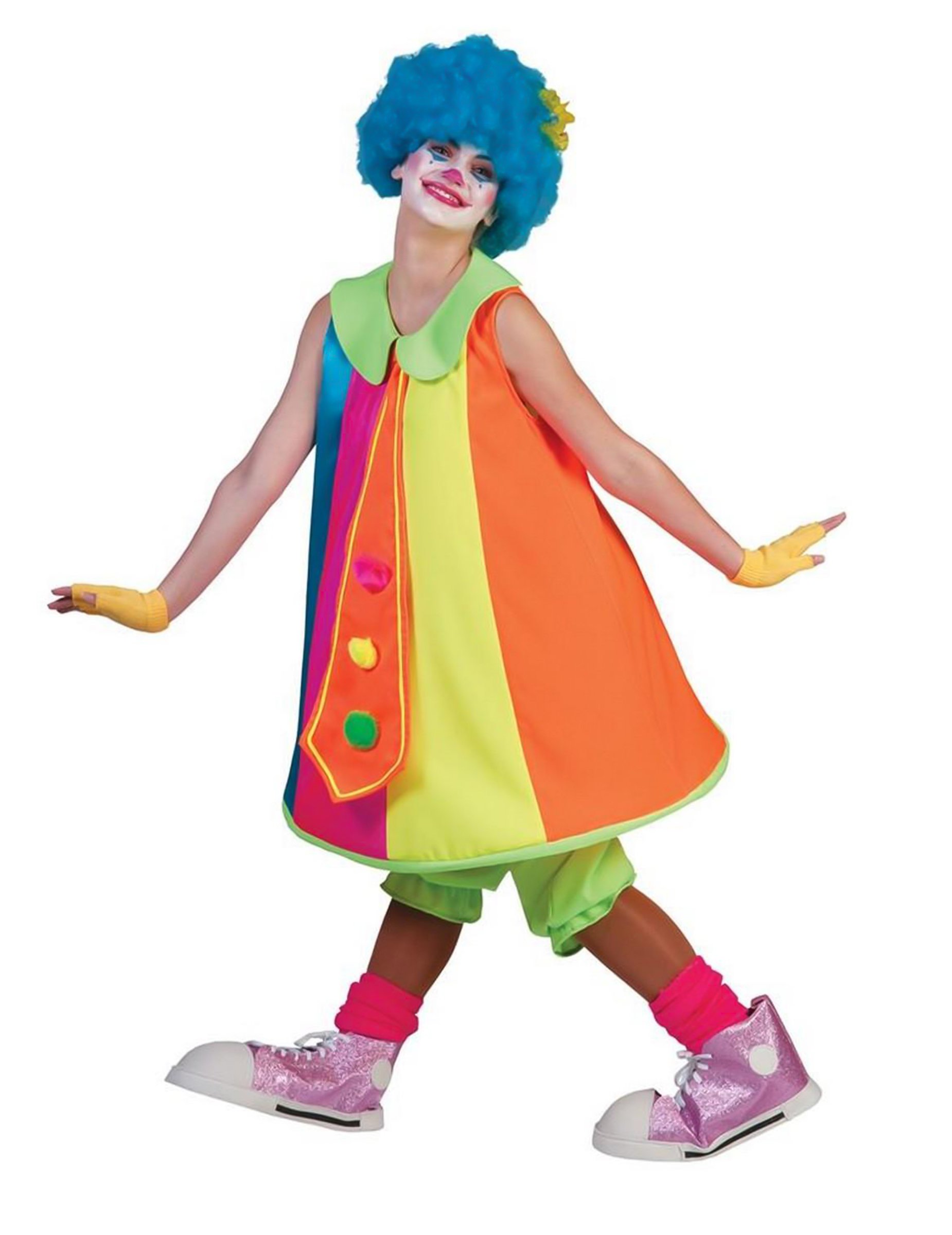 Lustiges Clownfrau Kostüm für Damen bunt