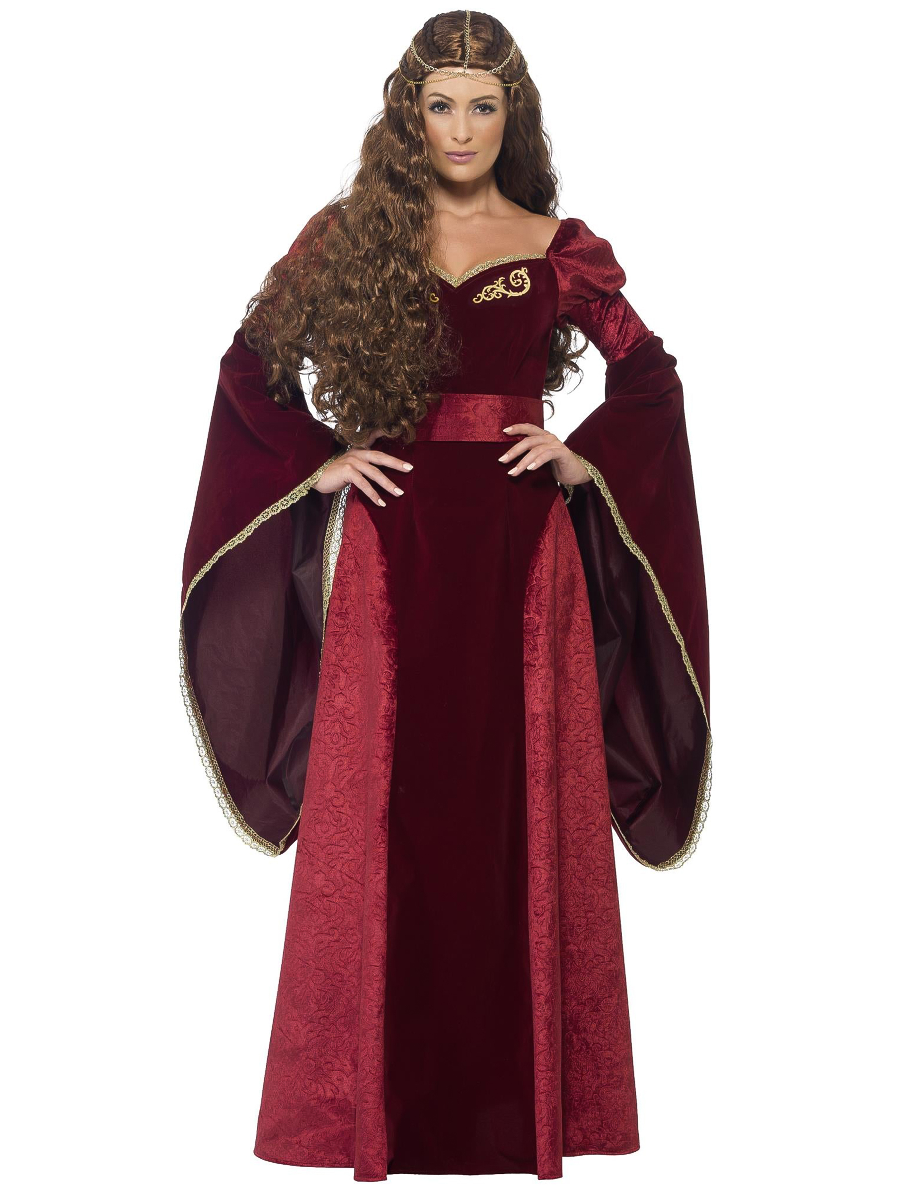 Mittelalterliche Königin Deluxe Rote Königin Damenkostüm rot