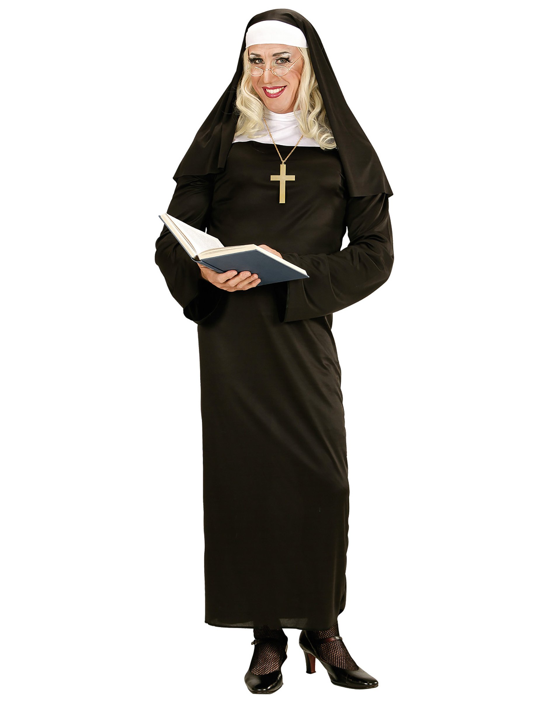 Nonne religiöses Damenkostüm schwarz-weiss