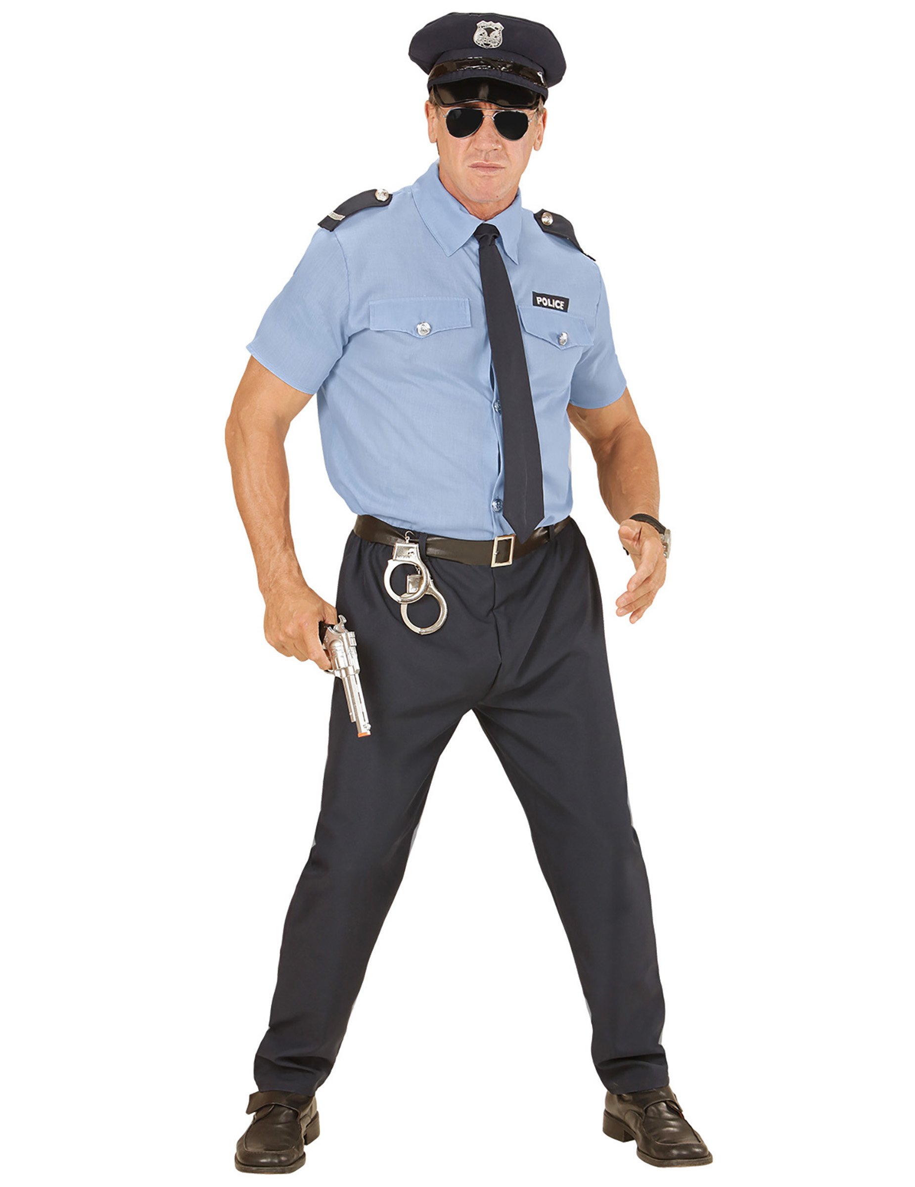 Polizist Kostüm Cop hellblau-dunkelblau-schwarz