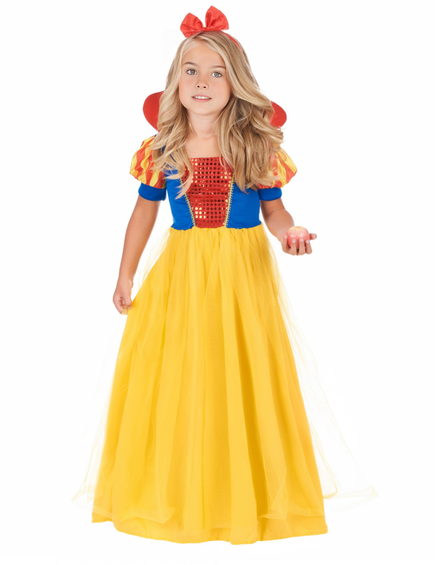 Prinzessinnenkostüm Märchen für Mädchen gelb-rot-blau