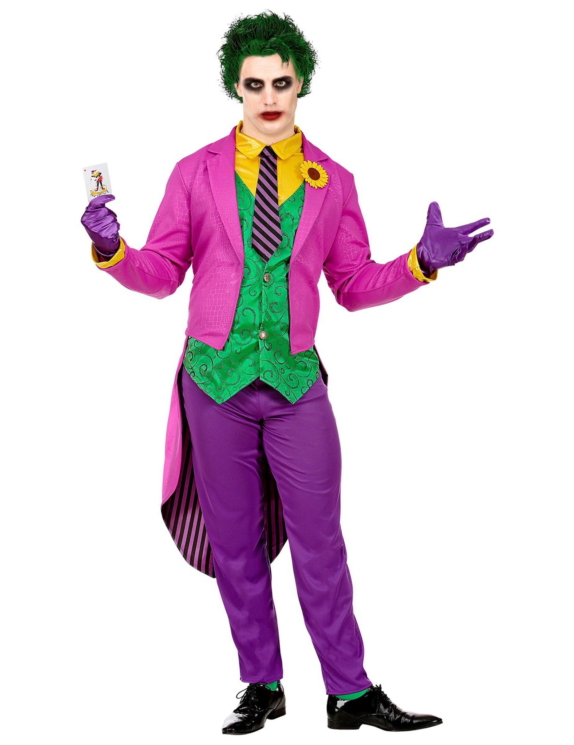 Psychopathen Clownkostüm für Herren Halloweenkostüm violett-grün
