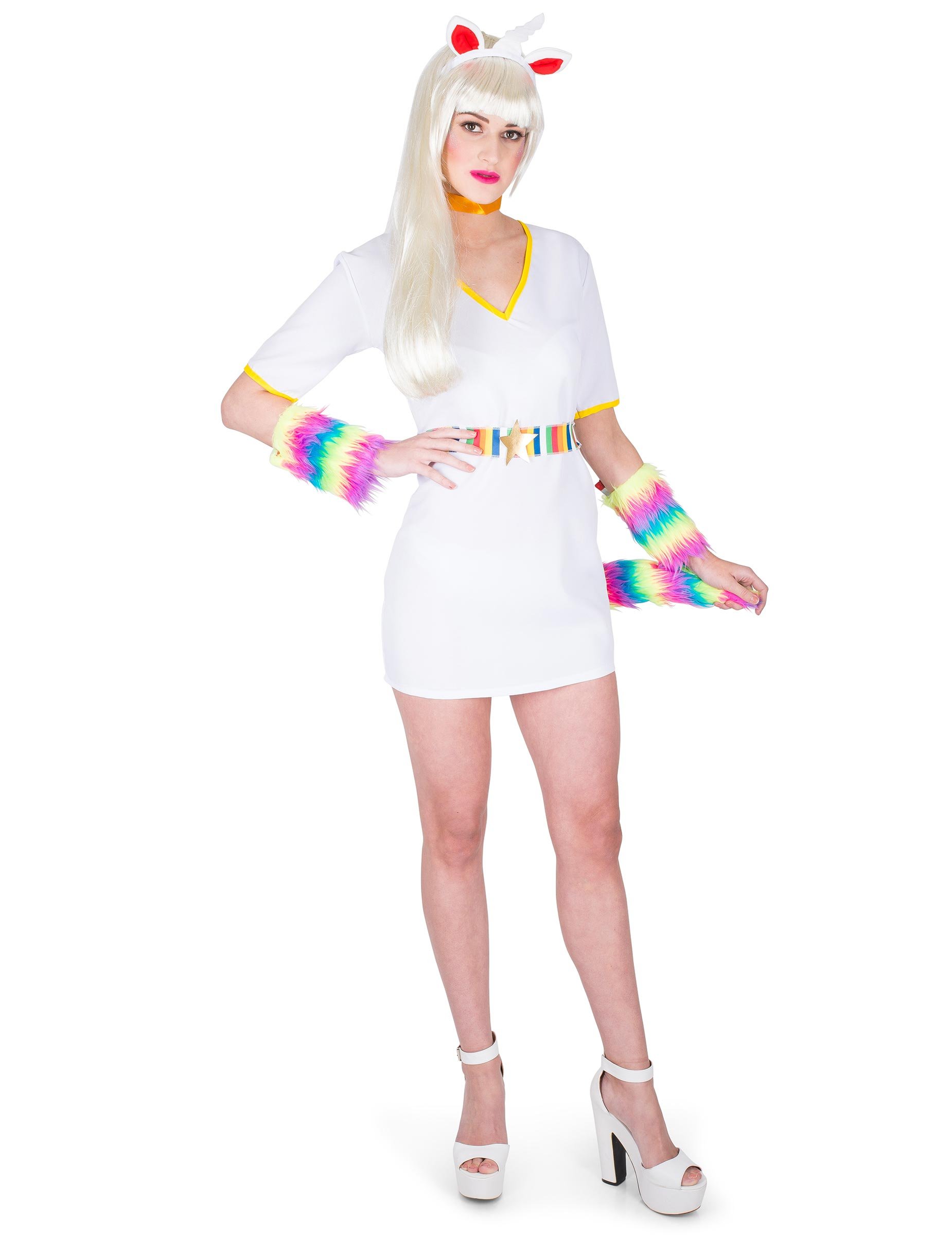 Sexy Einhorn Damenkostüm weiss-bunt