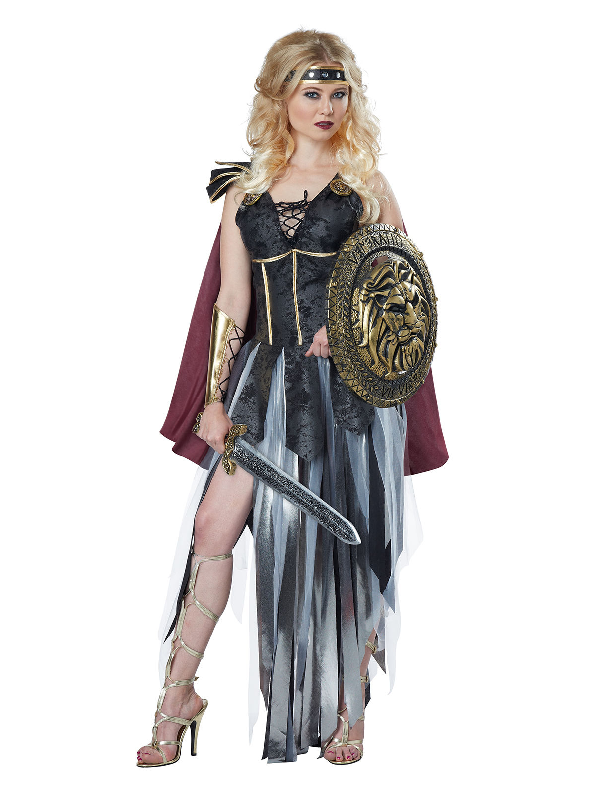 Sexy Gladiatorin Antike Damenkostüm schwarz-burgund