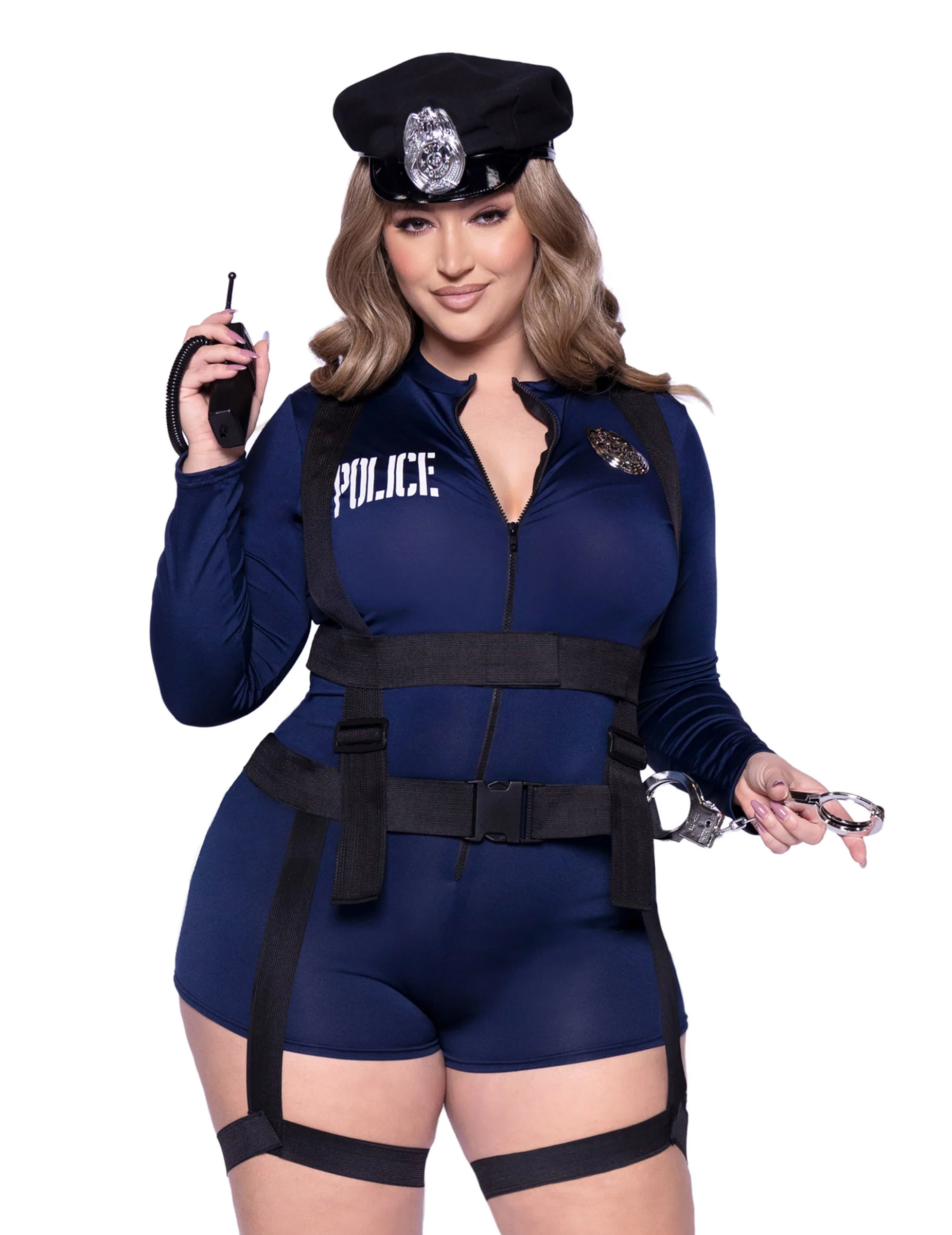 Sexy Polizistin Damenkostüm Plus Size Blau