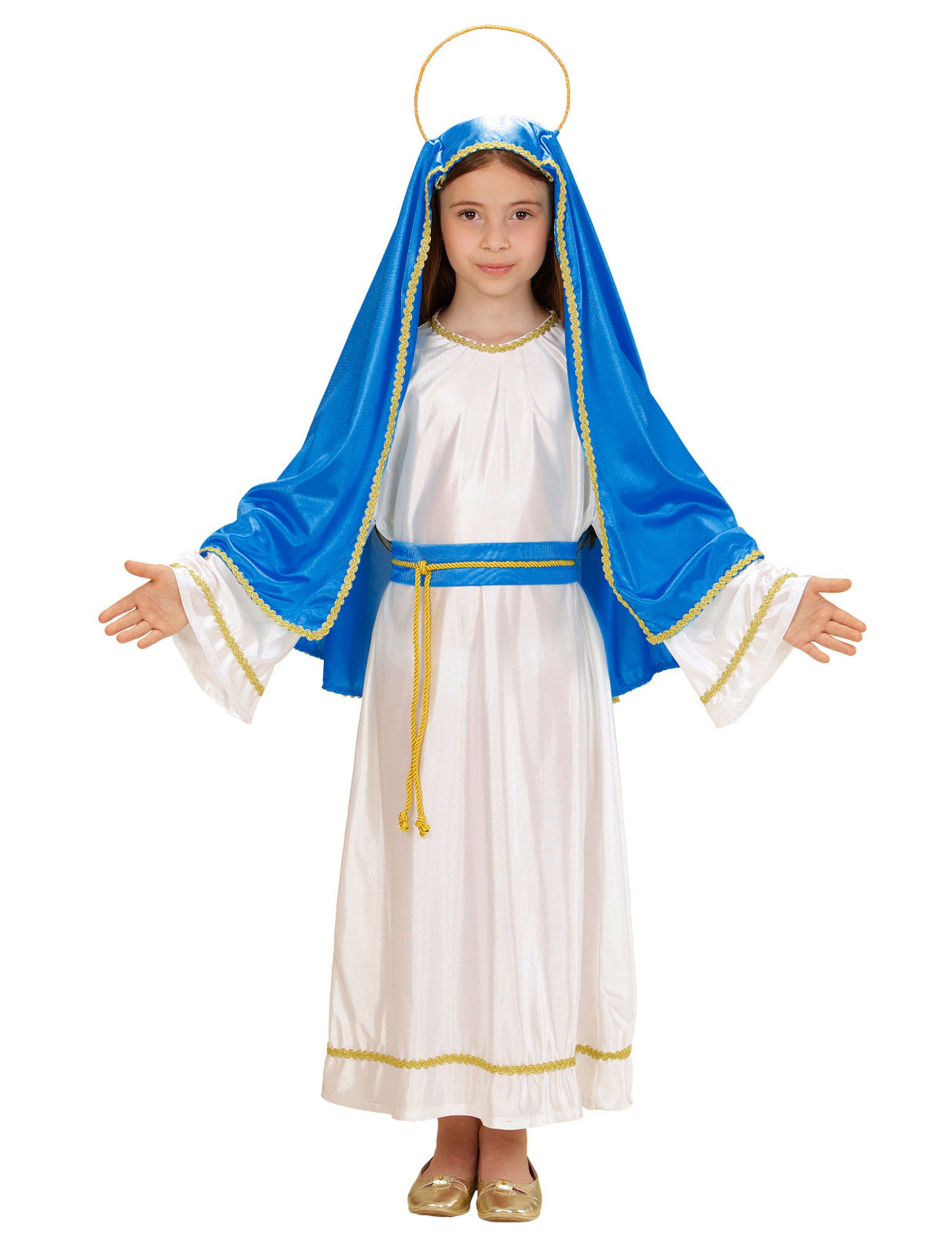 Weihnachtskostüm ,,Marie'' für Mädchen weiß und blau