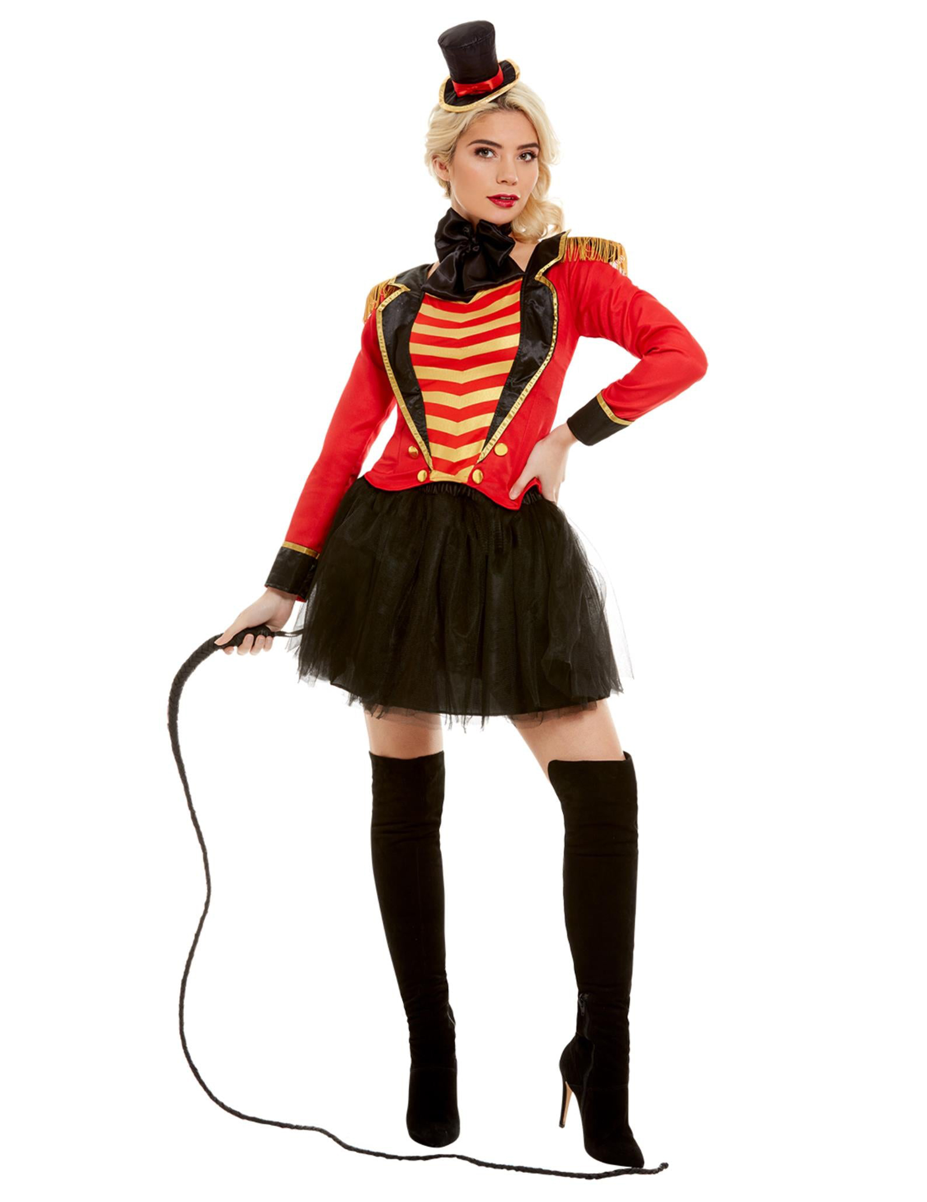 Zirkusdirektorin-Kostüm für Damen Faschingskostüm rot-schwarz-gold