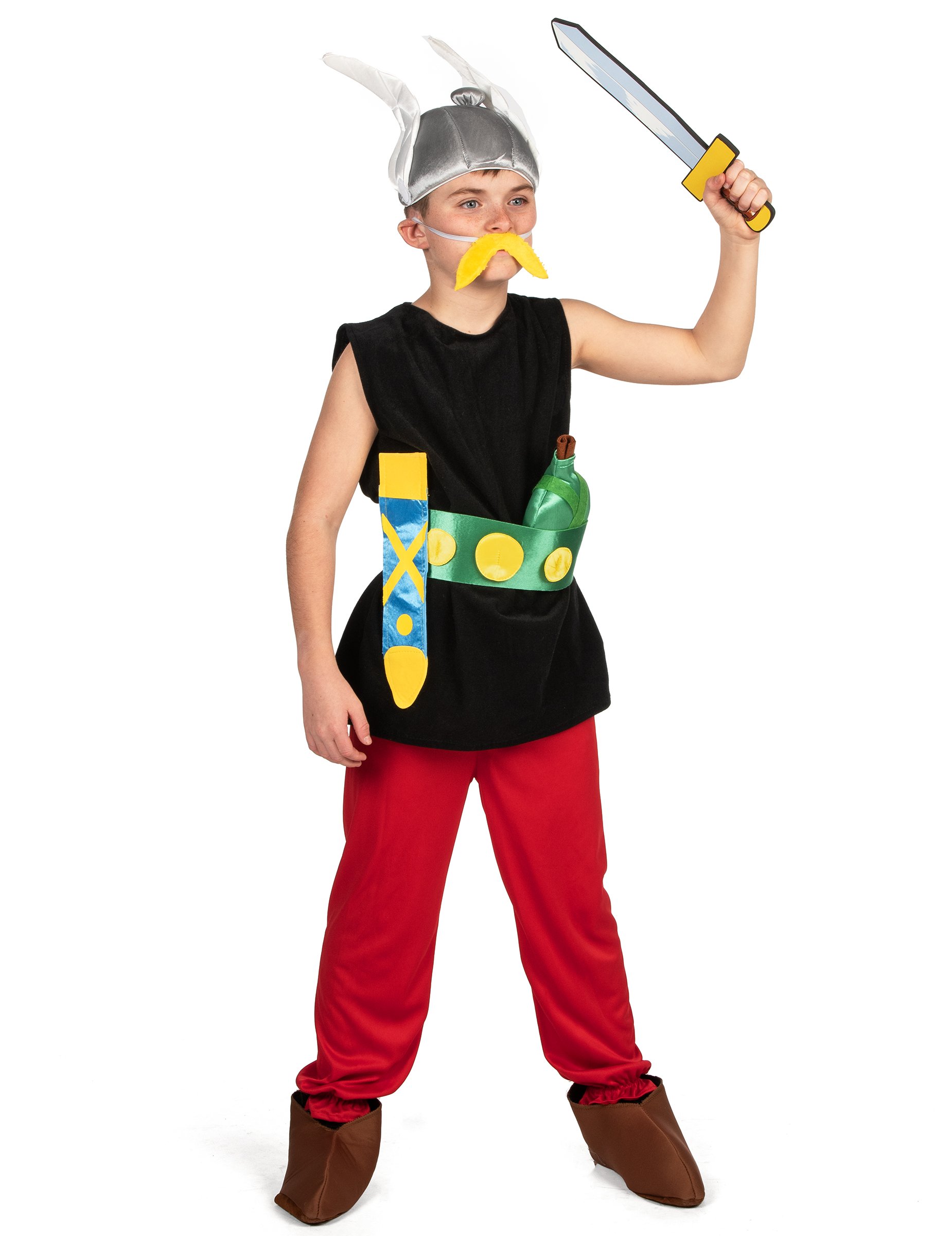 Asterix-Lizenzkostüm für Kinder Gallier-Kinderkostüm schwarz-rot