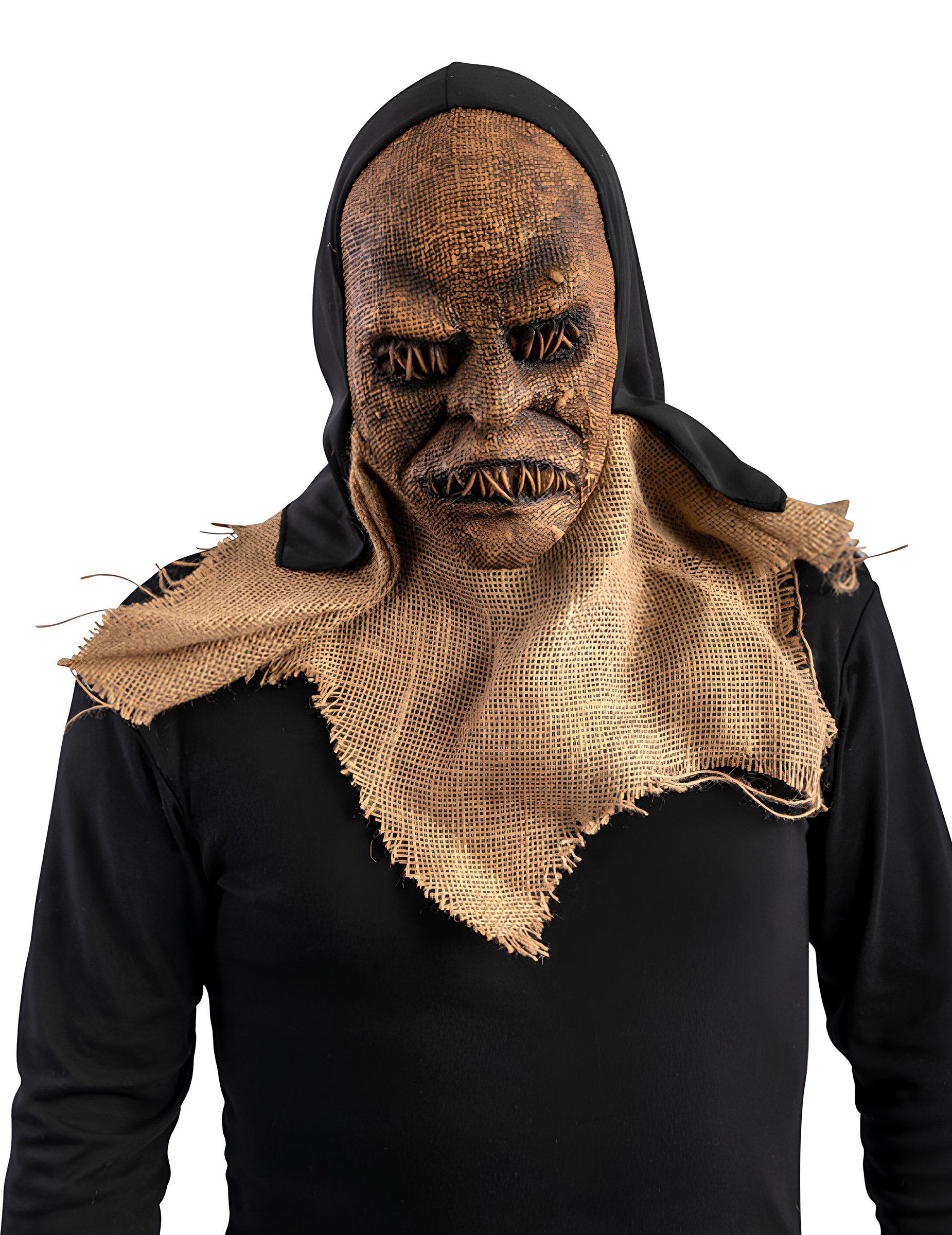 Killer-Vogelscheuche Halloween-Maske für Erwachsene braun-schwarz