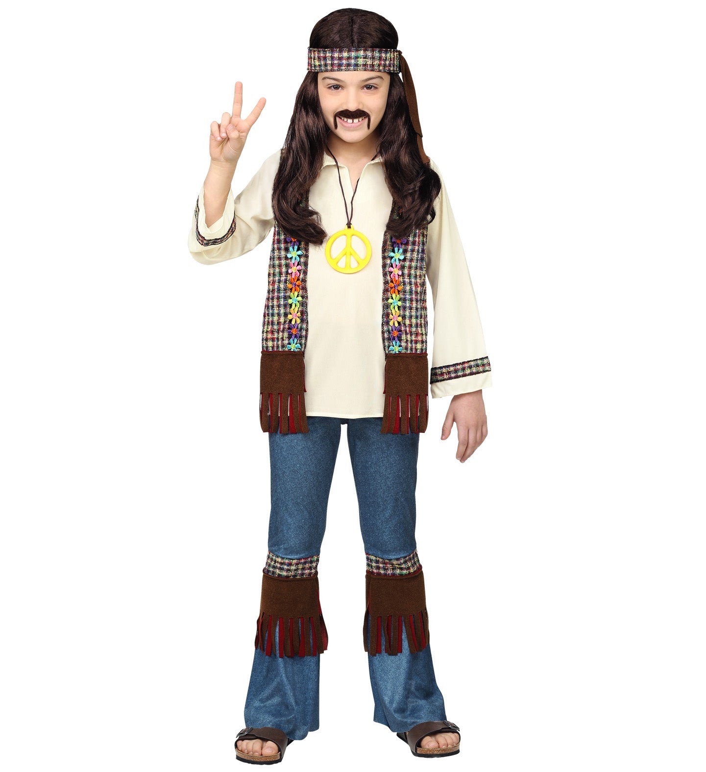 Hippie Kostüm Pietro - Kinder 128 braun-blau | Karneval & Fasching | Kostüme.com
