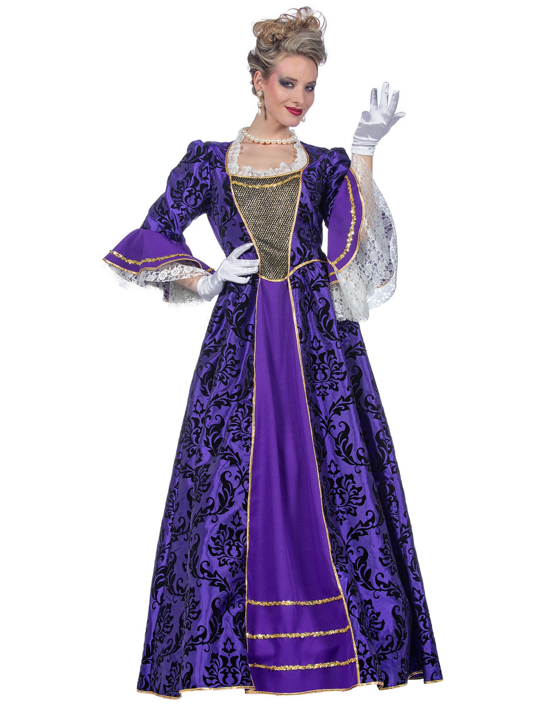 Barock Marquise Kostüm Lila Damen Edles Luxus Kleid für Karneval + Ball