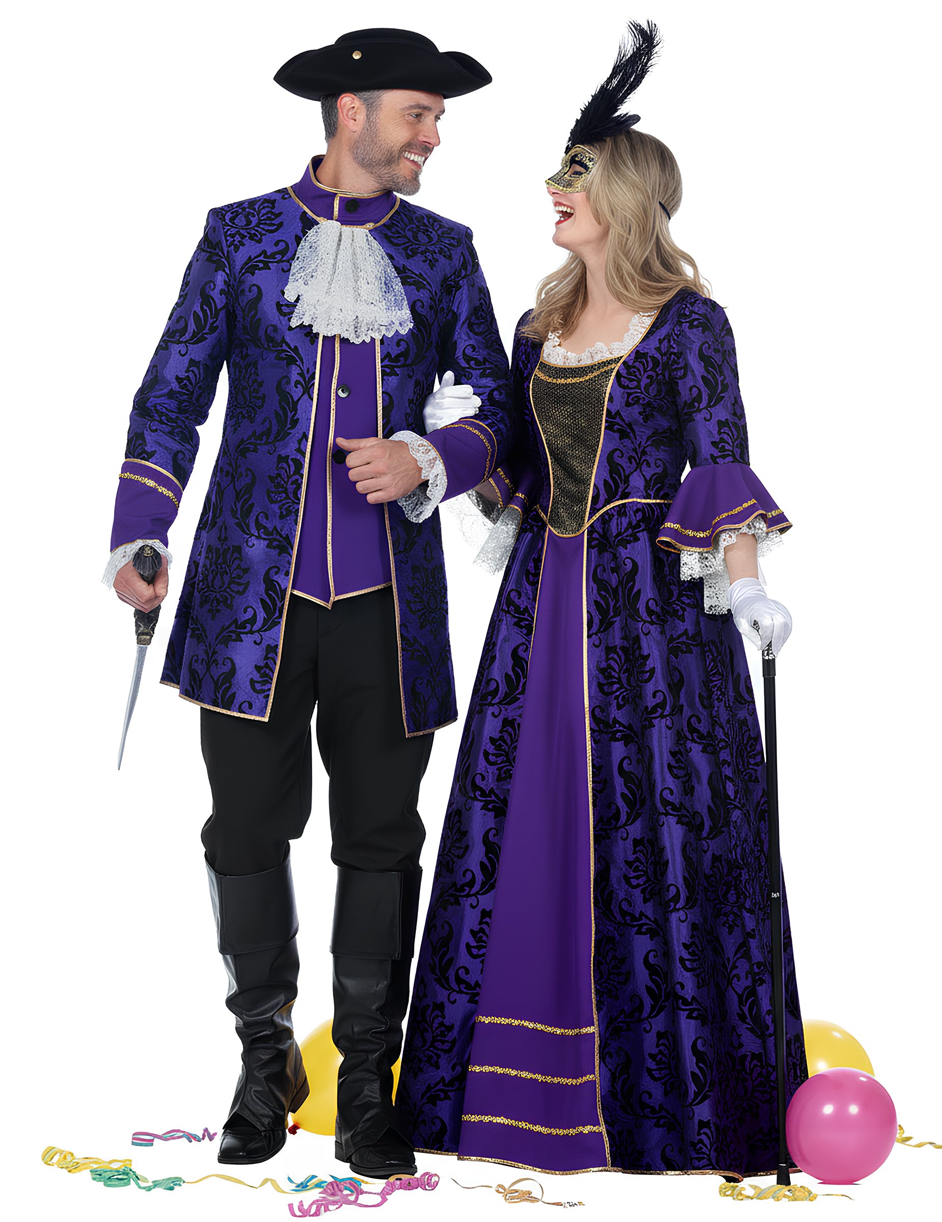 Baroques Marquis Paarkostüm für Erwachsene Lila