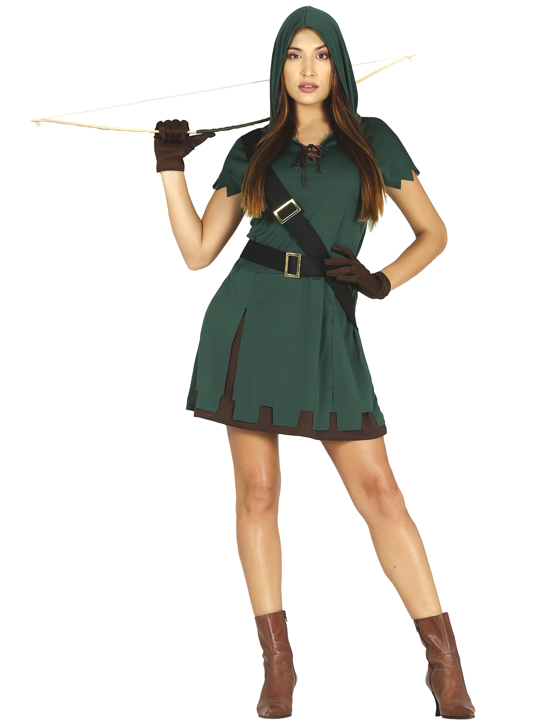 Bogenschützin-Kostüm für Damen Karneval grün