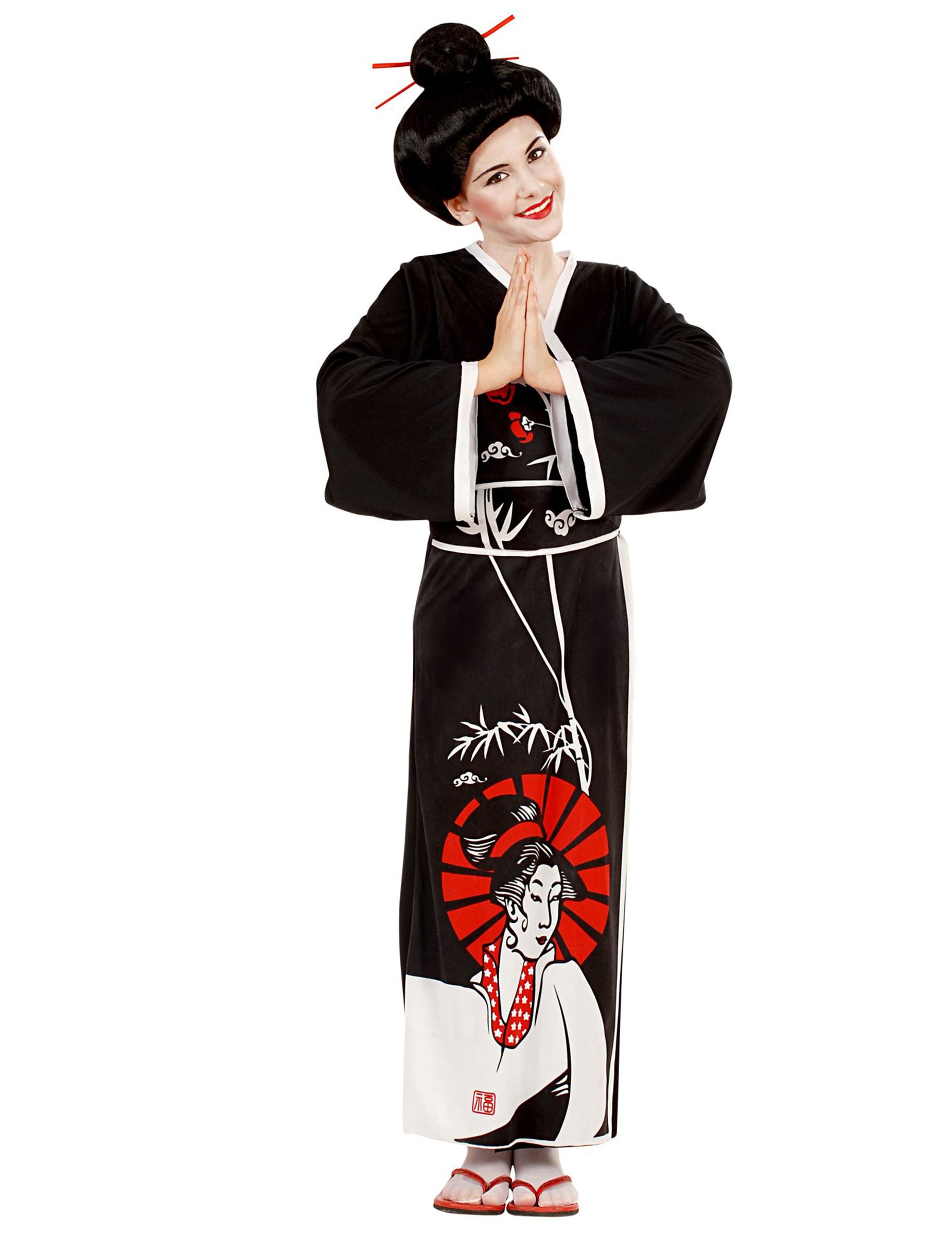 Chinesin-Mädchenkostüm Geisha schwarz