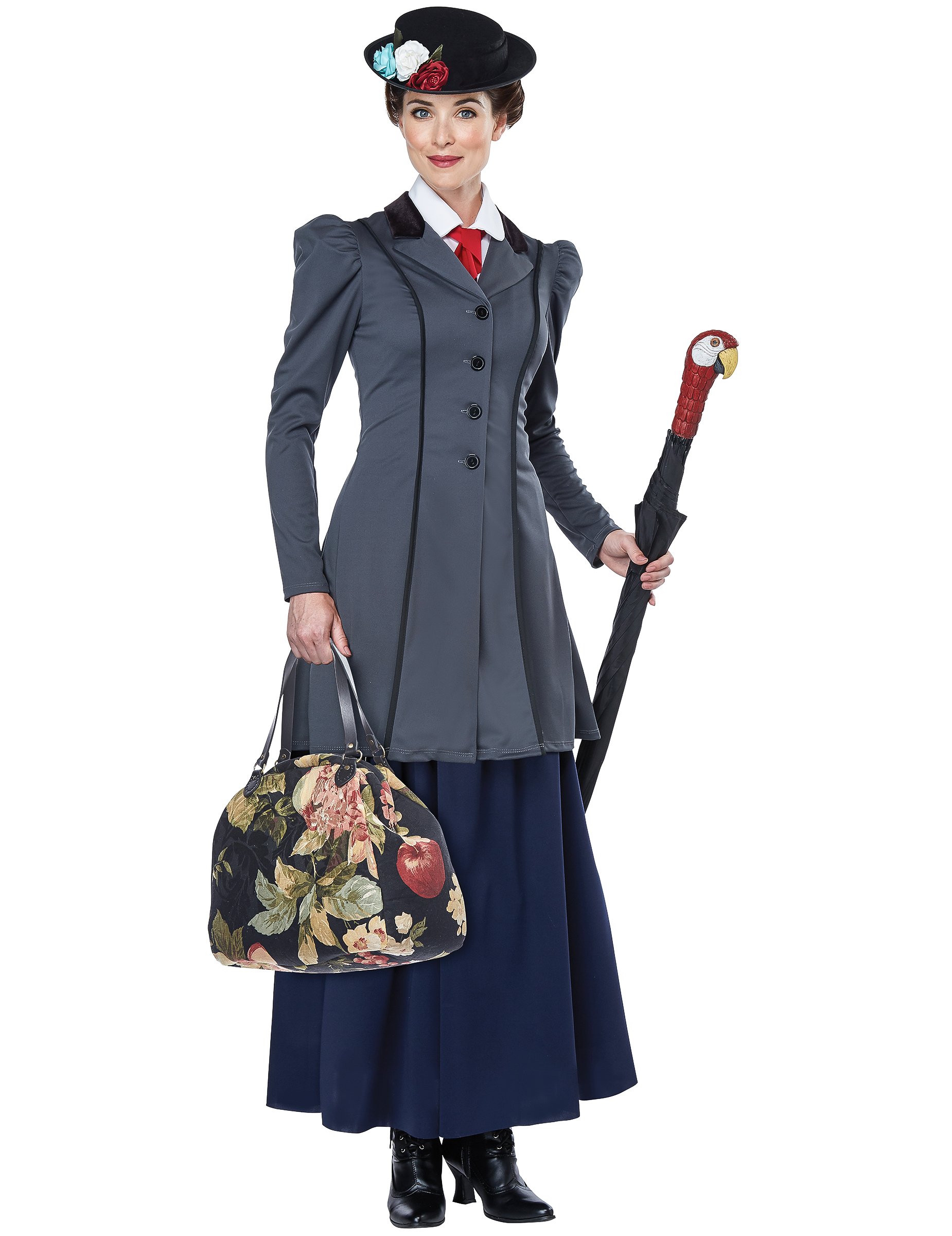 Nanny-Kostüm Englische-Dame-Kostüm grau-blau-schwarz