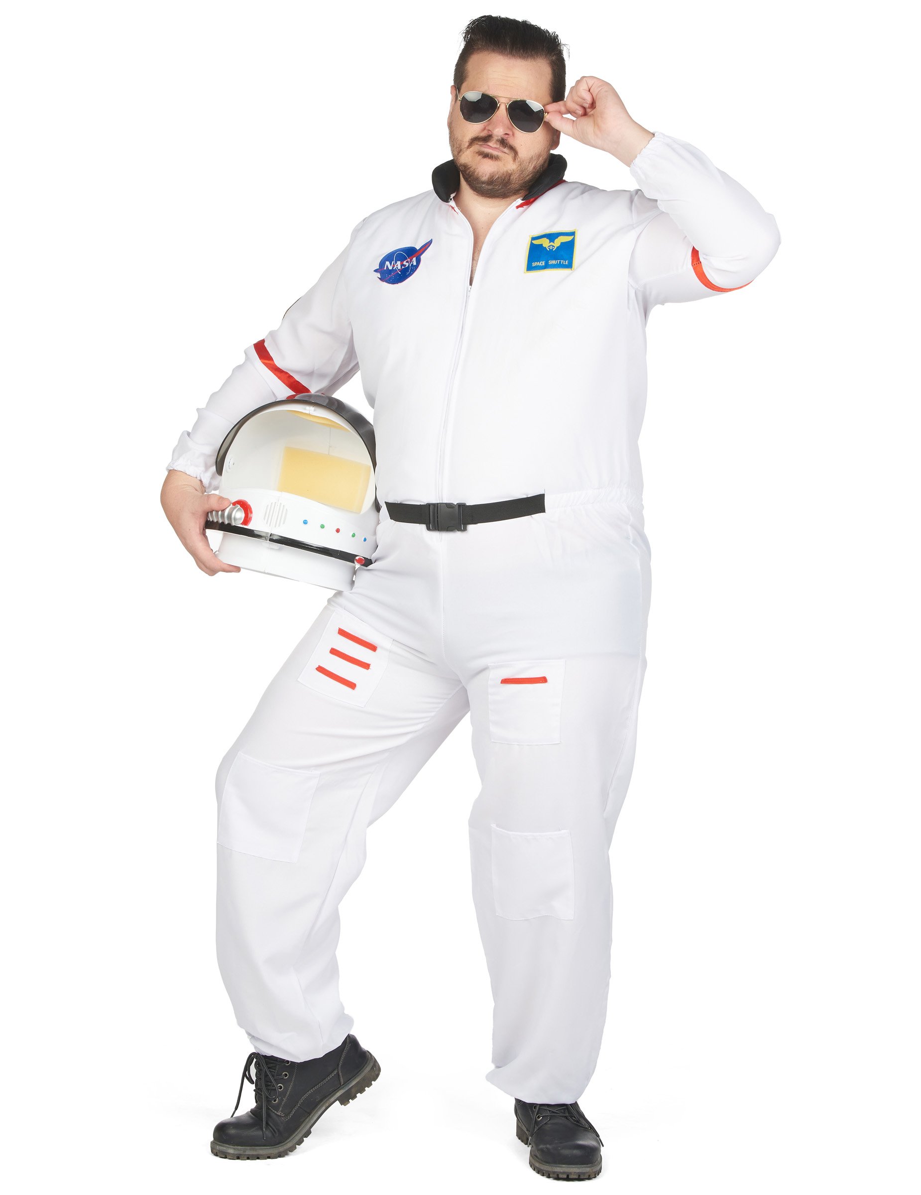 Plus Size Astronauten-Kostüm für Herren weiß