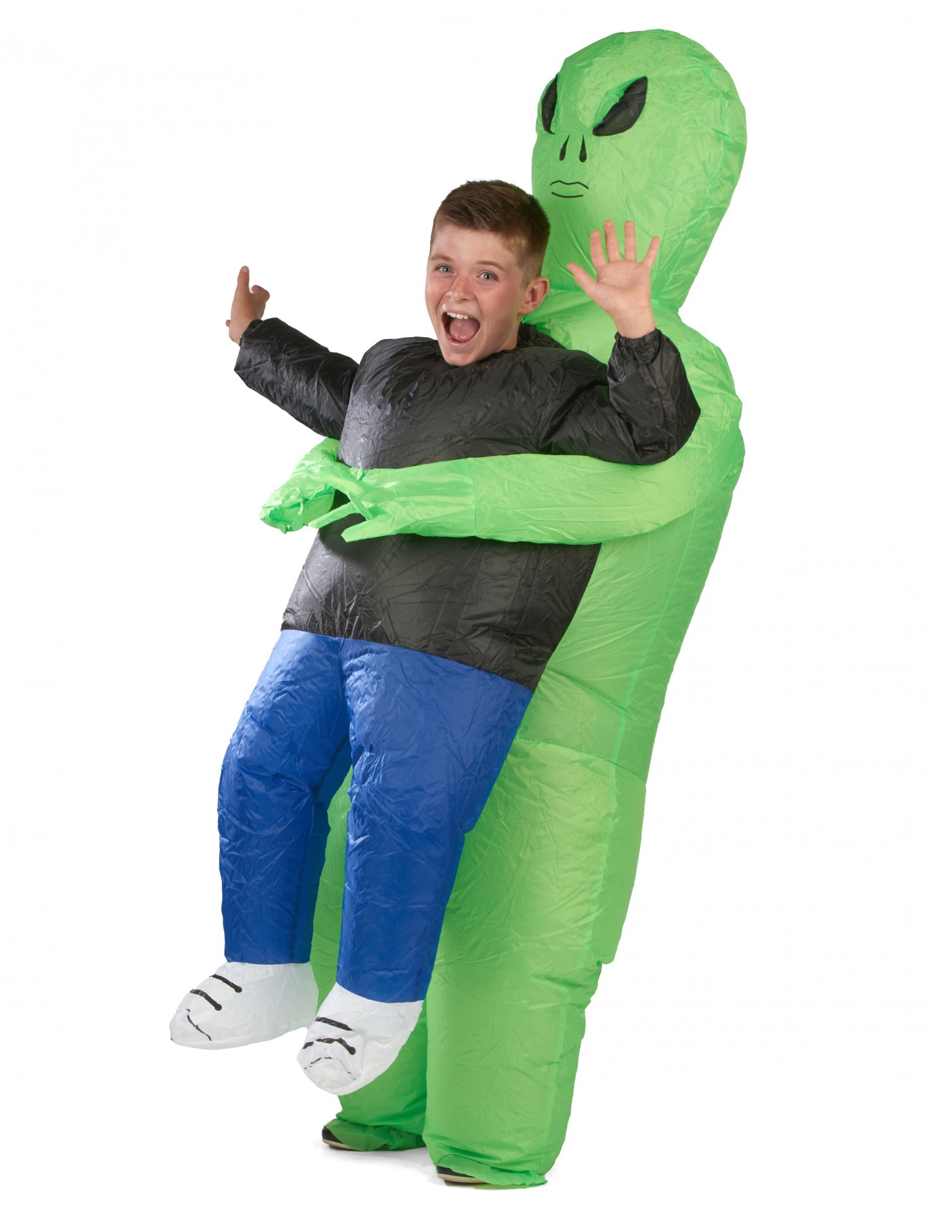 Alien Entführung Kostüm aufblasbar für Kinder grün