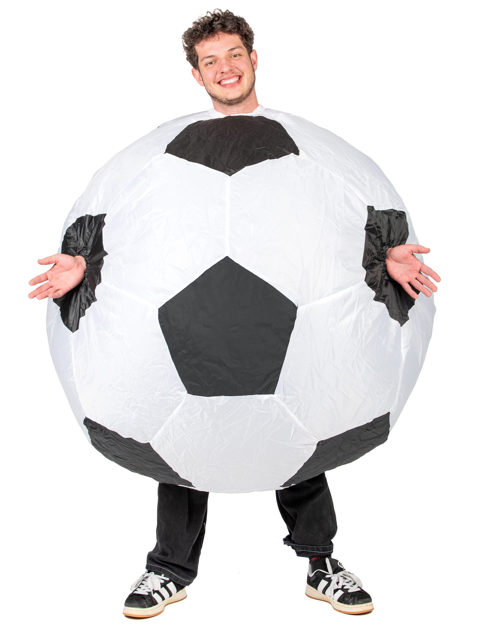 Fußball Kostüm aufblasbar für Erwachsene schwarz-weiß