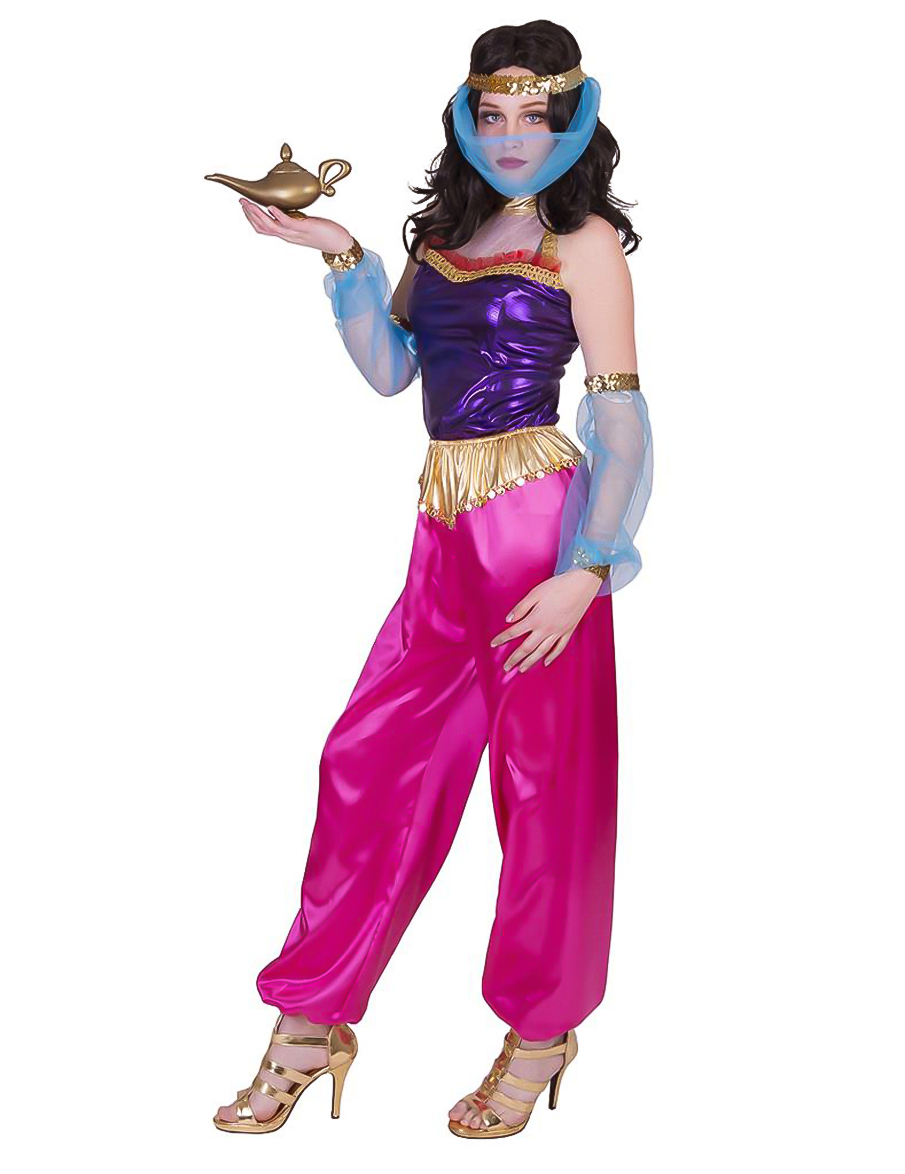 Orientalisches Tänzerin-Kostüm für Damen Faschingskostüm pink-violett