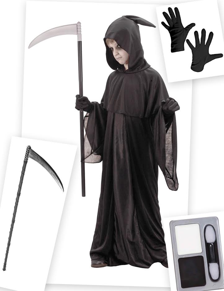 Sensenmann-Kostüm-Set für Kinder 6-teilig schwarz